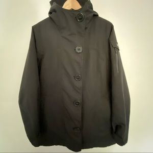 Marmot black hooded jacket size L with button detail